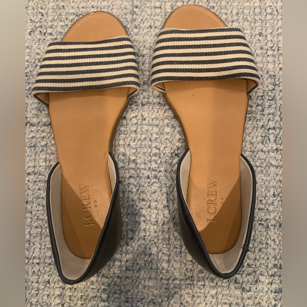 JCrew navy striped slides - size 6
